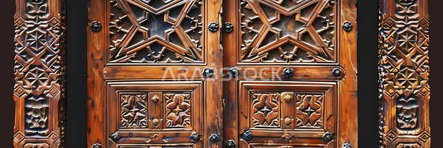 باب خشبي منقوش بزخارف شعبية, الفن الهندسي المعماري لبناء المنازل القديمة, ديكورات على الطراز العربي الطيني القديم, الأماكن التراثية في المملكة العربية السعودية