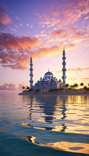  الفن الهندسي المعماري للمعالم الدينية المشهورة ، مفهوم العبادة والتقرب الى الله تعالى, انعكاس مجسم المسجد على سطح مياه البحر، المآذن والقبب على الطراز العريق, التصاميم والديكورات الخارجية لأحد المساجد في المملكة العربية السعودية