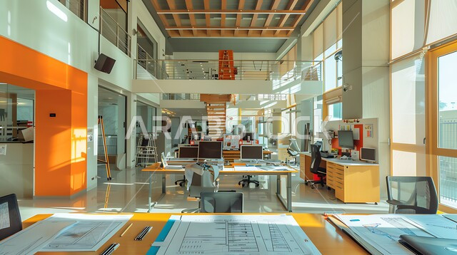 تصميم داخلي وديكورات راقية على الطراز الحديث، تصاميم عصرية حديثة للشركات السعودية، الفن الهندسي المعماري لمكاتب الأعمال، نوافذ وواجهات زجاجية كبيرة