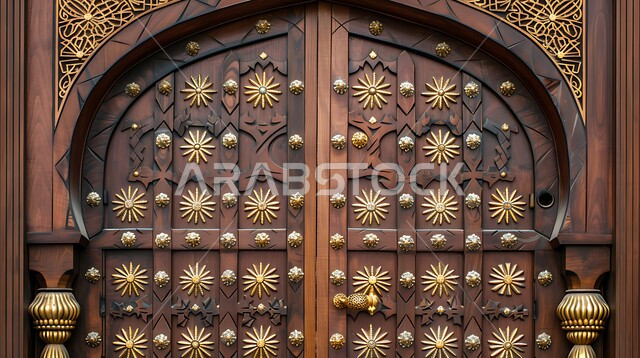 الهندسة الفنية المعمارية للعمارات القديمة, باب خشبي منحوت بالنقوش والزخارف التراثية، المنازل المبنية على الطراز الطيني القديم، قرى وأحياء سكنية شعبية في المملكة العربية السعودية