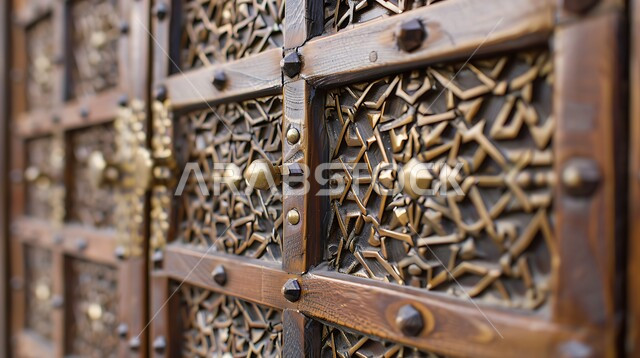 الهندسة الفنية المعمارية للعمارات القديمة, باب خشبي منحوت بالنقوش والزخارف التراثية، المنازل المبنية على الطراز الطيني القديم، قرى وأحياء سكنية شعبية في المملكة العربية السعودية