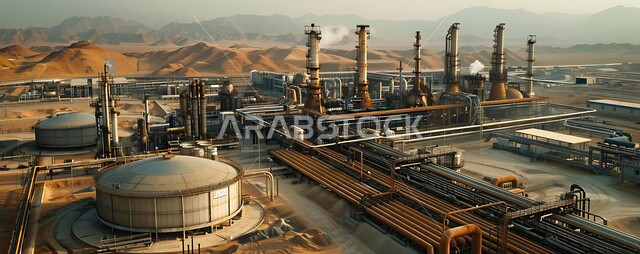 التطور الهندسي والعمراني لمصافي البترول في المملكة العربية السعودية، مصفاة نفط على الرمال الذهبية الناعمة، مناخ قاسي وجاف، اعتماد التقنيات والتكنولوجيا الحديثة في إنتاجية النفط والغاز، صناعات ومشاريع بيتروكيماوية، ادوات ومعدات ضخمة وحديثة