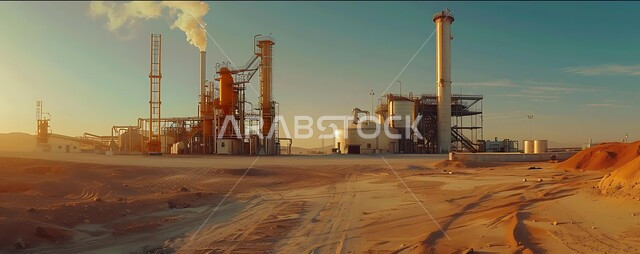 التطور الهندسي والعمراني لمصافي البترول في المملكة العربية السعودية، مصفاة نفط على الرمال الذهبية الناعمة، مناخ قاسي وجاف، اعتماد التقنيات والتكنولوجيا الحديثة في إنتاجية النفط والغاز، صناعات ومشاريع بيتروكيماوية، ادوات ومعدات ضخمة وحديثة