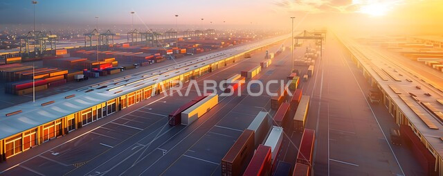 استخدام الوسائل المتطورة الحديثه في استيراد وتصدير البضاعة في السعودية, تجارة السلع والمنتجات المحلية عبر حاويات الشحن في الصحراء، مراكز شحن البضائع و الحاويات التجارية، الاقتصاد البري لنقل واستلام كونتينرات التخزين