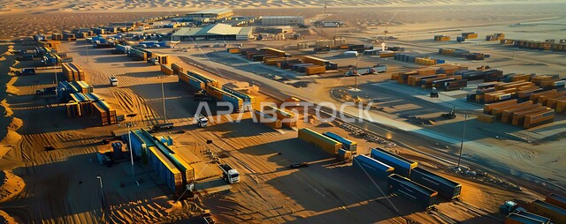 استخدام الوسائل المتطورة الحديثه في استيراد وتصدير البضاعة في السعودية, تجارة السلع والمنتجات المحلية عبر حاويات الشحن في الصحراء، مراكز شحن البضائع و الحاويات التجارية، الاقتصاد البري لنقل واستلام كونتينرات التخزين