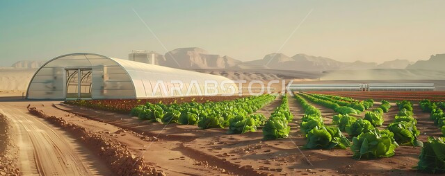 زراعة الشتلات ورعايتها بطرق مبتكرة، المحميات الزراعية والحاضنات  والمشاتل في المملكة العربية السعودية، صفوف من النباتات ضمن البيوت البلاستيكية,  مفهوم الإنتاش ونمو ساق النبات وأوراقها فوق الأرض، مفهوم العناية والاهتمام بالنبات بالطرق الحديثة