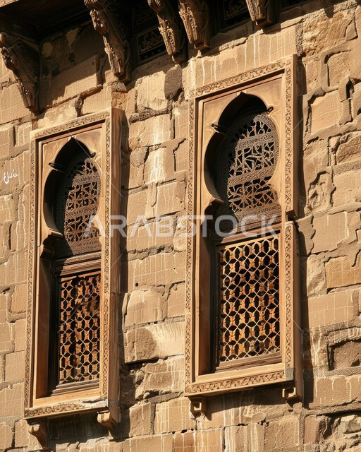  الفن الهندسي المعماري للمنازل القديمة في إحدى القرى والأحياء السكنية الشعبية في المملكة العربية السعودية, نوافذ و تصاميم  على الطراز الديني الاسلامي