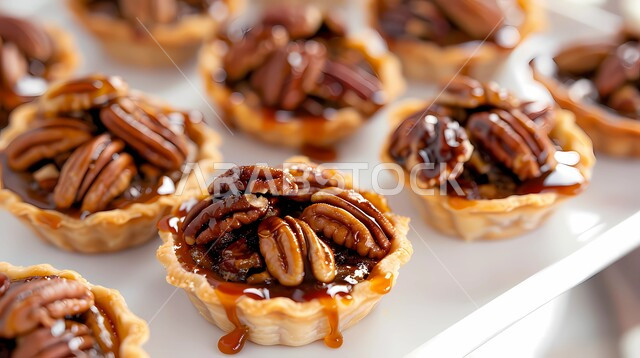 فطيرة البقان اللذيذة مع صلصة الكراميل، طبق من الحلا البارد مزين بالكراميل والجوز اللذيذ، حلويات رمضانية شرقية، أطعمة غنية بالسكريات والسعرات الحرارية، حلوى باردة ولذيذة، سناكات خفيفة غنية بالعناصر الغذائية الهامة، فنون التقديم والتزيين في المطاعم السعوديه