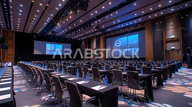 معارض وفعاليات ترفيهية ثقافية، قاعة مؤتمرات مجهزة بالشاشات الكبيرة والأدوات والمعدات التقنية المتطورة، إقامة الندوات والمحاضرات في القاعات الضخمة بالمملكة العربية السعودية، استخدام الإجهزة الالكترونية الحديثة، رؤية مستقبلية سعودية 2030
