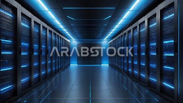 غرفة التحكم بالسيرفرات وخوادم الانترنت، شبكة تخزين البيانات، مركز الداتا سنتر، حظيرة الخوادم والبيانات وتخزينها، التطور الرقمي وتكنولوجيا المستقبل، مفهوم التحول الرقمي