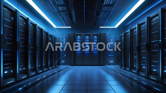 غرفة التحكم بالسيرفرات وخوادم الانترنت، شبكة تخزين البيانات، مركز الداتا سنتر، حظيرة الخوادم والبيانات وتخزينها، التطور الرقمي وتكنولوجيا المستقبل، مفهوم التحول الرقمي