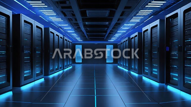 غرفة التحكم بالسيرفرات وخوادم الانترنت، شبكة تخزين البيانات، مركز الداتا سنتر، حظيرة الخوادم والبيانات وتخزينها، التطور الرقمي وتكنولوجيا المستقبل، مفهوم التحول الرقمي