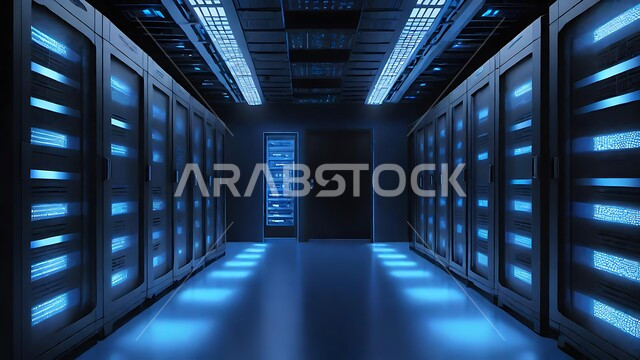 غرفة التحكم بالسيرفرات وخوادم الانترنت، شبكة تخزين البيانات، مركز الداتا سنتر، حظيرة الخوادم والبيانات وتخزينها، التطور الرقمي وتكنولوجيا المستقبل، مفهوم التحول الرقمي