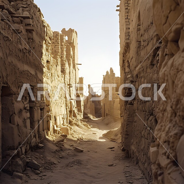 الفن المعماري القديم في المناطق التاريخية السياحية الوطنية، الدرعية العاصمة الأولى للسعودية، الأزقة القديمة والمباني الطينية في وضح النهار، إبراز التراث التاريخي والثقافي الغني للمملكة العربية