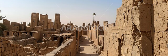 الفن المعماري القديم في المناطق التاريخية السياحية الوطنية، الدرعية العاصمة الأولى للسعودية، الأزقة القديمة والمباني الطينية في وضح النهار، إبراز التراث التاريخي والثقافي الغني للمملكة العربية