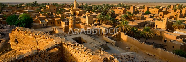 الفن المعماري القديم في المناطق التاريخية السياحية الوطنية، الدرعية العاصمة الأولى للسعودية، الأزقة القديمة والمباني الطينية في وضح النهار، إبراز التراث التاريخي والثقافي الغني للمملكة العربية