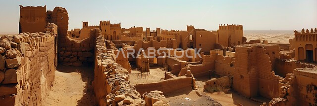  إبراز التراث التاريخي والثقافي الغني للمملكة، الفن المعماري القديم في المناطق التاريخية السياحية الوطنية، الدرعية العاصمة الأولى للسعودية، الأزقة القديمة والمباني الطينية في وضح النهار