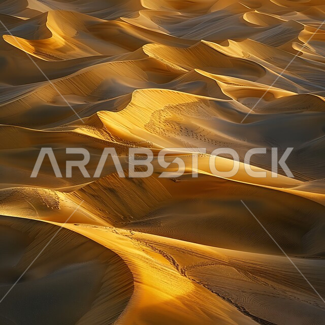 البيئة الرملية في وقت النهار، الهضاب والتلال في المناطق الطبيعية الصحراوية، الرمال الذهبية الناعمة والكثبان في صحراء المملكة العربية السعودية, خلفية الطبيعه 