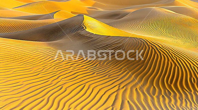 البيئة الرملية في وقت النهار، الهضاب والتلال في المناطق الطبيعية الصحراوية، الرمال الذهبية الناعمة والكثبان في صحراء المملكة العربية السعودية, خلفية الطبيعه 
