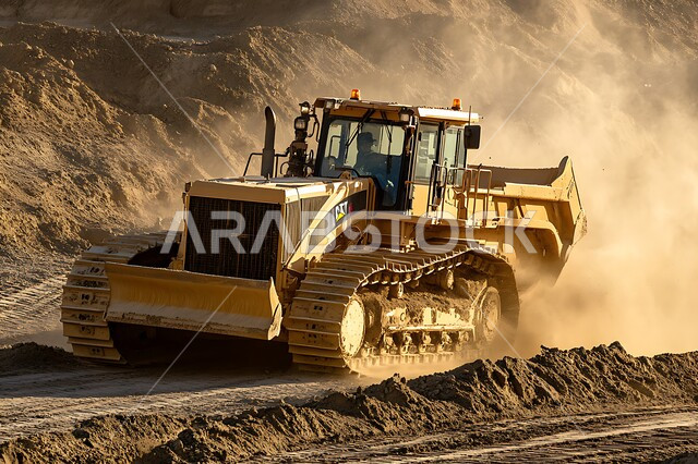  التطور والتحديث وإعادة الإعمار للمنشآت والمباني في المملكة العربية السعودية, آلات ومعدات ثقيلة, جرافة تعمل على رفع وتعبئة الرمال والحصى، مفهوم الهندسة والبناء والتطوير، مهن ووظائف هندسية