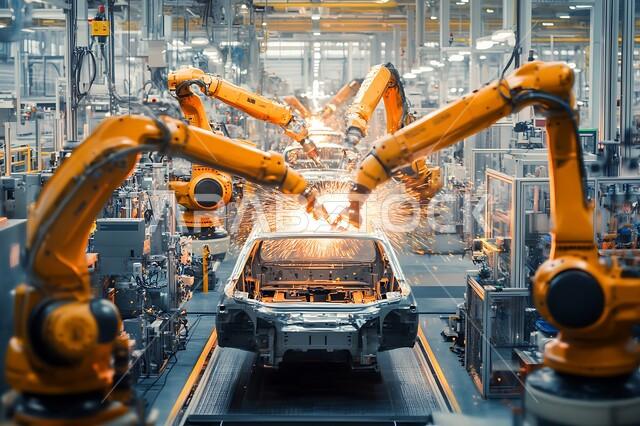 الاعتماد على أذرع الآلات في عمليات الإصلاح واللحام، استخدام روبوتات متطورة في تصنيع السيارات والمركبات, التشغيل الآلي لخطوط الانتاج في معامل ومصانع المملكة, دمج التكنولوجيا والتقنيات الحديثة في مجال الميكانيك, تحقيق الثورة الصناعية، رؤية سعودية مستقبلية 2030