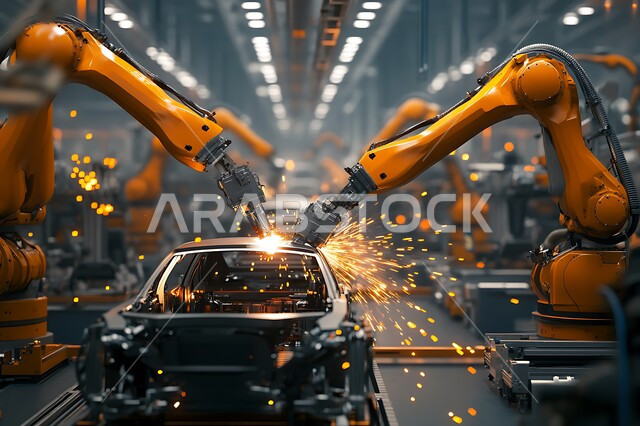 الاعتماد على أذرع الآلات في عمليات الإصلاح واللحام، استخدام روبوتات متطورة في تصنيع السيارات والمركبات, التشغيل الآلي لخطوط الانتاج في معامل ومصانع المملكة, دمج التكنولوجيا والتقنيات الحديثة في مجال الميكانيك, تحقيق الثورة الصناعية، رؤية سعودية مستقبلية 2030