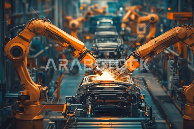 Integrating modern technology and techniques in the field of mechanics, using advanced robots in the manufacture of cars and vehicles, automating production lines in the Kingdom’s factories and plants, achieving the industrial revolution, Saudi Vision 2030, relying on machine arms in repair and welding operations