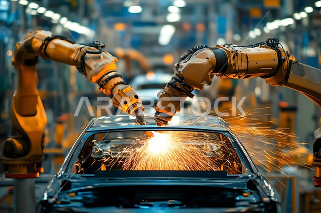 استخدام روبوتات متطورة في تصنيع السيارات والمركبات, التشغيل الآلي لخطوط الانتاج في معامل ومصانع المملكة, دمج التكنولوجيا والتقنيات الحديثة في مجال الميكانيك, تحقيق الثورة الصناعية، رؤية سعودية مستقبلية 2030، الاعتماد على أذرع الآلات في عمليات الإصلاح واللحام