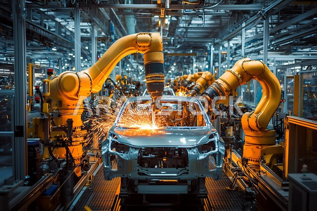 استخدام روبوتات متطورة في تصنيع السيارات والمركبات, التشغيل الآلي لخطوط الانتاج في معامل ومصانع المملكة, دمج التكنولوجيا والتقنيات الحديثة في مجال الميكانيك, تحقيق الثورة الصناعية، رؤية سعودية مستقبلية 2030، الاعتماد على أذرع الآلات في عمليات الإصلاح واللحام