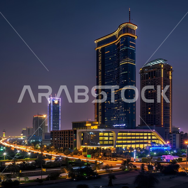  النمو والتقدم العمراني على الطراز الحديث, رؤية سعودية مستقبلية 2030, منظر مدينة الرياض المضاءة ليلاً, الفن الهندسي المعماري والتصميم المتطور للابراج وناطحات السحاب، معالم وأماكن سياحية مشهورة في المملكة العربية السعودية، جذب السياح الأجانب