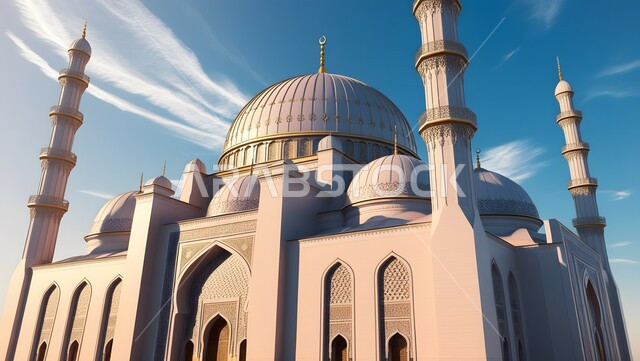 العبادة والتقرب إلى الله، أماكن أداء الصلوات والطاعات, الفن الهندسي المعماري على الطراز الاسلامي للمساجد في المملكة العربية السعودية ، خلفية السماء الممتلئة بالغيوم