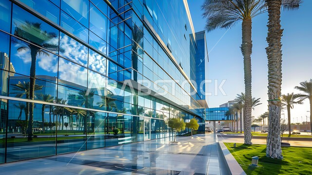 الفن الهندسي المعماري والتصميم المتطورللمكاتب في السعودية، ديكورات وتصاميم خارجية عصرية متميزة على الطراز الحديث, الواجهات الزجاجية الضخمة، جذب الزوار والسائحين من أنحاء العالم، النمو والتقدم العمراني في مدينة الرياض، الاهتمام بزراعة الأشجار على أطراف الطرق