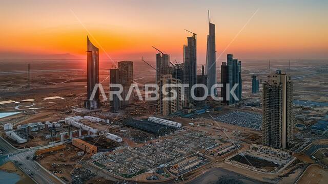 التقدم والتوسع العمراني في المملكة العربية السعودية, منظر تخيلي للأبراج وناطحات السحاب, أماكن و معالم سياحية مشهورة, رؤية مستقبلية سعودية 2030, الفن الهندسي المعماري للمباني والمنشآت السكنية والتجارية