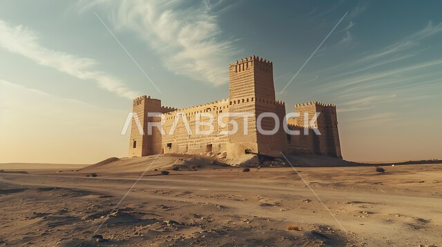 مناطق ومعالم أثرية سياحية، الحضارة القديمة في مدينة الرياض، قلعة مصمك التاريخية في المملكة العربية السعودية في النهار، أماكن جذب السياح والزوار، الهندسة المعمارية للمباني الطينية القديمة، الأصالة والعراقة والتمسك بالتراث السعودي 