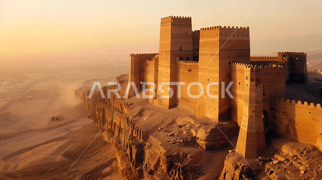 الهندسة المعمارية للمباني الطينية القديمة، الأصالة والعراقة والتمسك بالتراث السعودي، مناطق ومعالم أثرية سياحية، الحضارة القديمة في مدينة الرياض، قلعة مصمك التاريخية في المملكة العربية السعودية عند الغروب، أماكن جذب السياح والزوار