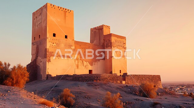 أماكن جذب السياح والزوار، الهندسة المعمارية للمباني الطينية القديمة، الأصالة والعراقة والتمسك بالتراث السعودي، مناطق ومعالم أثرية سياحية، الحضارة القديمة في مدينة الرياض، قلعة مصمك التاريخية في المملكة العربية السعودية في النهار