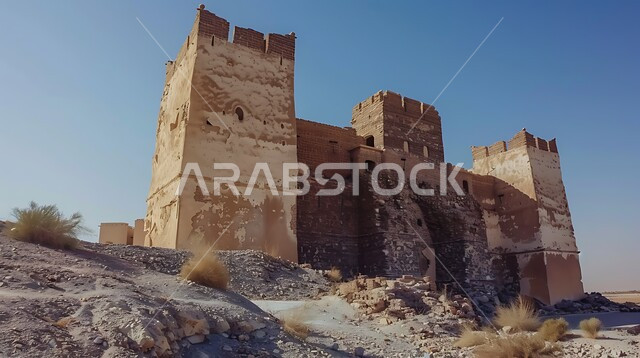 الحضارة القديمة في مدينة الرياض، قلعة مصمك التاريخية في المملكة العربية السعودية في النهار، أماكن جذب السياح والزوار، الهندسة المعمارية للمباني الطينية القديمة، الأصالة والعراقة والتمسك بالتراث السعودي، مناطق ومعالم أثرية سياحية