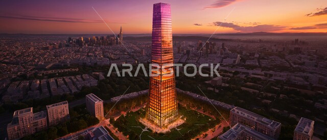 الفن الهندسي المعماري للأبراج وناطحات السحاب، بناء مستقبل حضاري ومتطور، أماكن ومعالم سياحية مشهورة، منظر تخيلي مستقبلي للتقدم و النمو العمراني, المباني والمنشآت التجارية الشاهقة في المملكة العربية السعودية, رؤية سعودية مستقبلية 2030