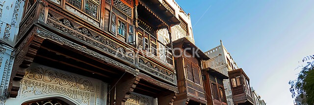 المعالم والأماكن التاريخية السياحية المشهورة في السعودية، المباني الأثرية المصنوعة من الحجر المرجاني في البلد التاريخي، الشرفات والنوافذ الخشبية والتصميمات المعقدة للبناء المعماري العربي القديم، الفنون والتصاميم الهندسية والتراث العربي في مدينه جدة
