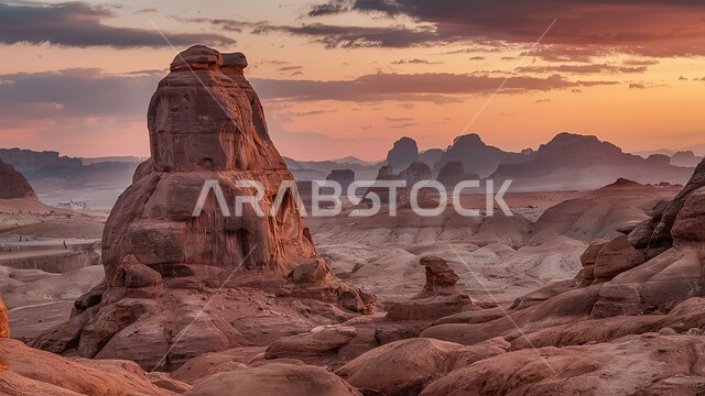  القمم والمرتفعات الجبلية وسط البيئة الرمليه، المناظر الطبيعية في المناطق الصحراوية في المملكة العربيه السعودية، معالم اثرية تاريخية قديمة، اماكن سياحية مشهورة، التكوينات والتشكيلات الصخرية في صحراء محافظة العلا