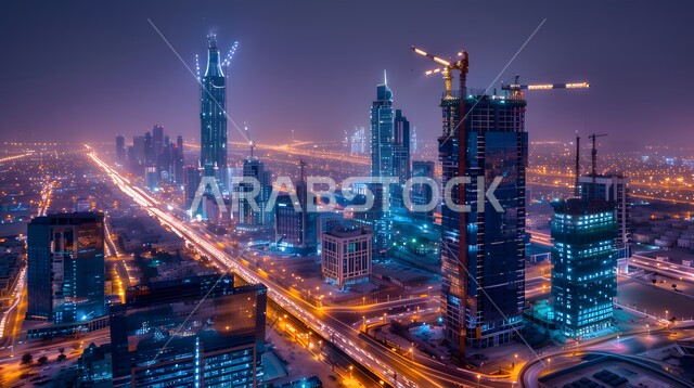 الفن الهندسي المعماري للمباني والمنشآت السكنية والتجارية، التقدم والتوسع العمراني في المملكة العربية السعودية، منظر للأبراج وناطحات السحاب, أماكن و معالم سياحية مشهورة, رؤية مستقبلية سعودية 2030