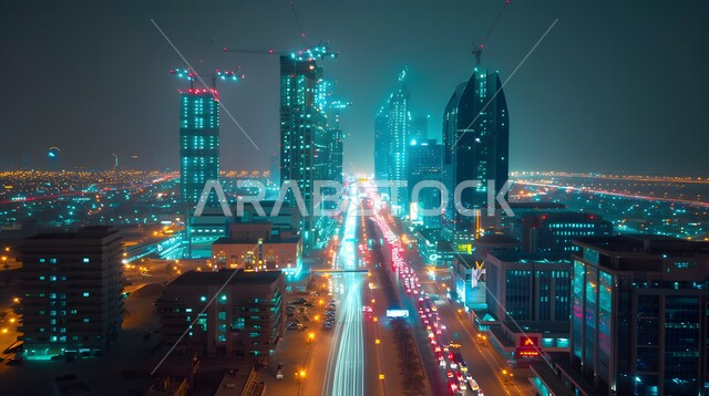  التقدم والتوسع العمراني في المملكة العربية السعودية، الفن الهندسي المعماري للمباني والمنشآت السكنية والتجارية، منظر للأبراج وناطحات السحاب, أماكن و معالم سياحية مشهورة, رؤية مستقبلية سعودية 2030