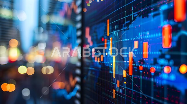 Integrating advanced technology with business, bar and line charts showing economic indicators around the world, financial and banking data analysis, monitoring charts and graphs, global stock market, digital currency trading, concept of trade and economy, rise and fall of stocks