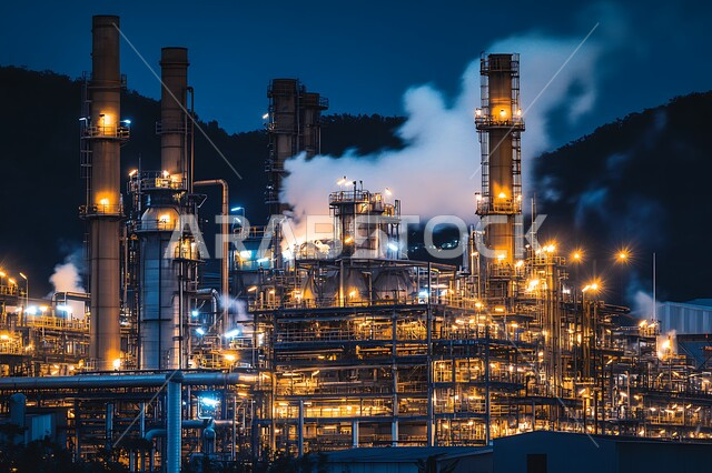 إضاءة الأبراج والهياكل المعدنية ليلاً, النهضة بالاقتصاد الوطني السعودي، مصانع ومعامل النفط في المملكة العربية السعودية، مصفاة تكرير النفط والغاز, مفهوم هندسة البترول في دول الخليج, مستودعات وخزانات كبيرة وضخمة, صناعات ومشاريع بتروكيماوية