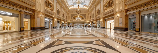المراكز التجارية الفاخرة في المملكة العربية السعودية, الفن الهندسي المعماري في البناء الحديث والمعاصر للأسواق المحلية, صورة بانورامية لتصاميم وديكورات داخلية راقية