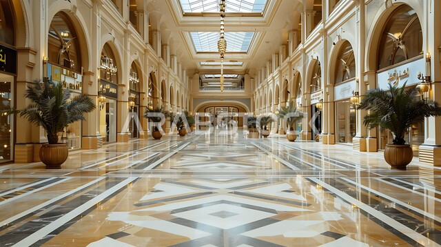 التصاميم والديكورات الحديثة داخل متجر بيع, المراكز التجارية في المملكة العربية السعودية, الفن الهندسي المعماري في البناء الحديث والمعاصر للأسواق المحلية, الاهتمام في نباتات الزينة الخضراء