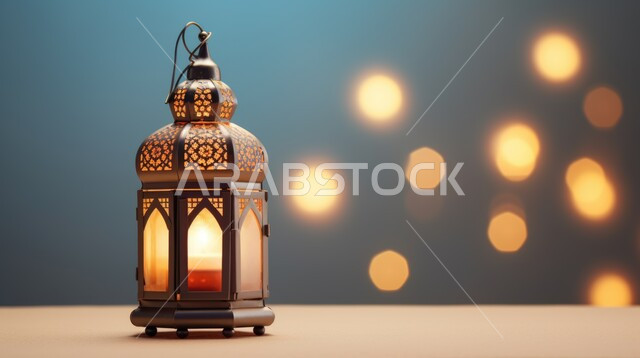 زينة و أنوار شهر رمضان المبارك، تحف و اكسسوارات مميزة للاحتفال بقدوم شهر الخير, المصابيح المعدنية المضاءة في الأجواء الرمضانية الروحانية, الاحتفال بالأعياد الدينية الإسلامية في المملكة العربية السعودية