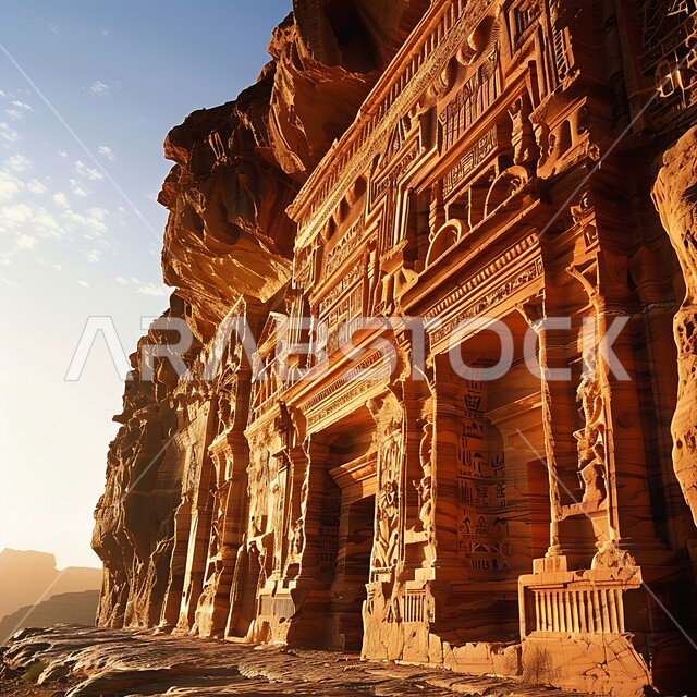 سلسة الجبال والتكوينات والتشكيلات الصخرية في وقت النهار ،الصروح والقلاع الحجرية، الطبيعة الصحراويه في الأماكن السياحية الأثرية المشهورة, البنية الطبيعية من الصخور في المملكة العربية السعودية