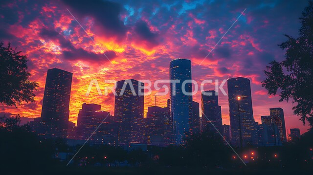 رؤية سعودية مستقبلية 2030 ، الفن الهندسي المعماري للأبراج وناطحات السحاب، بناء مستقبل حضاري ومتطور، أماكن ومعالم سياحية مشهورة، منظر تخيلي مستقبلي للتقدم و النمو العمراني, المباني والمنشآت التجارية الشاهقة