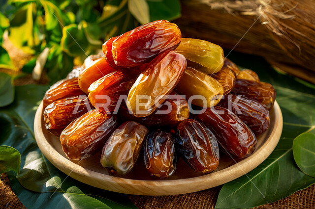 طبق لمجموعة من حبات التمر السعودي, المحاصيل الزراعية في المملكة العربية السعودية, منتجات محلية وطنية, محصول الرطب الطازج, أغذية صحية لذيذة ذات قيمة غذائية عالية